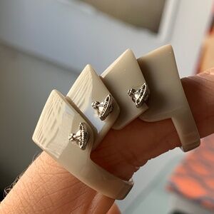 Vivienne Westwood Nane Anime XL Vintage Armor Ring w/ Grey Resin